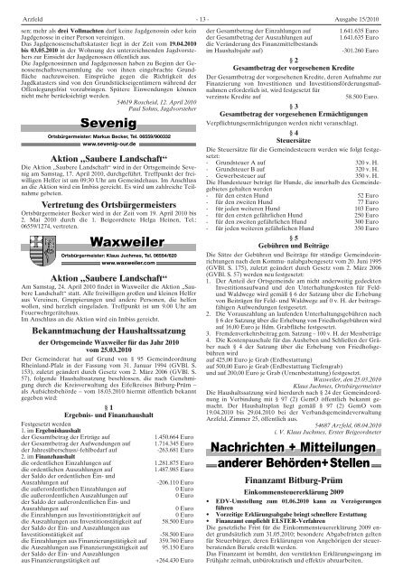 Ausgabe 15 - Verbandsgemeinde Arzfeld