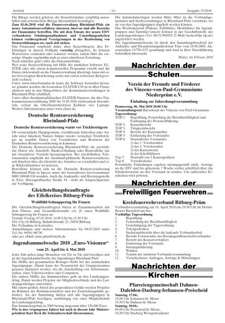 Ausgabe 15 - Verbandsgemeinde Arzfeld