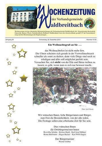 OCHENZEITUNG - Verbandsgemeindeverwaltung Waldbreitbach