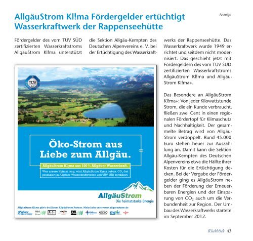 Jahresbericht 2012 - Deutscher Alpenverein Sektion Kempten