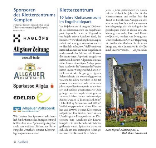 Jahresbericht 2012 - Deutscher Alpenverein Sektion Kempten