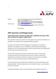 APV launches centrifugal pump - TechnologyNewsroom.com