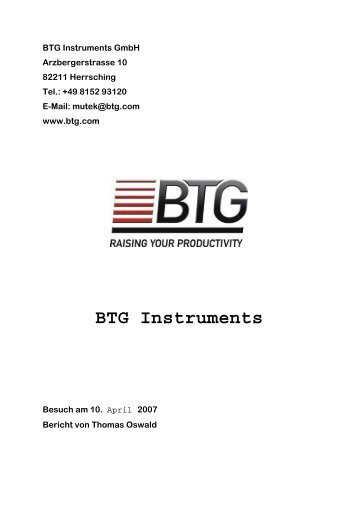 BTG Instruments - APV Graz