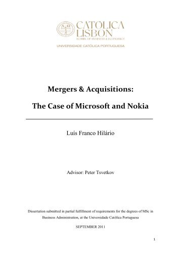 Mergers & Acquisitions: The Case of Microsoft and Nokia