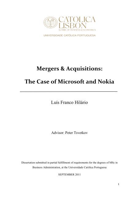 dissertation on mergers and acquisitions