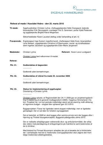 Referat af møde i Husrådet Hobro - Sygehus Himmerland - Region ...