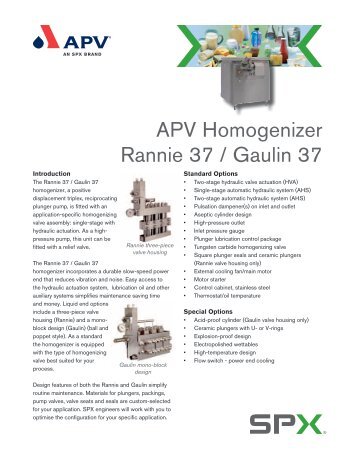 APV Homogenizer Rannie 37 / Gaulin 37 - SPX
