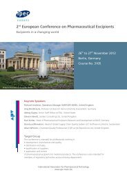 2nd European Conference on Pharmaceutical Excipients - APV