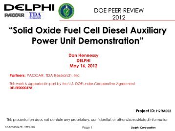 Solid Oxide Fuel Cell Diesel Auxiliary Power Unit Demonstration