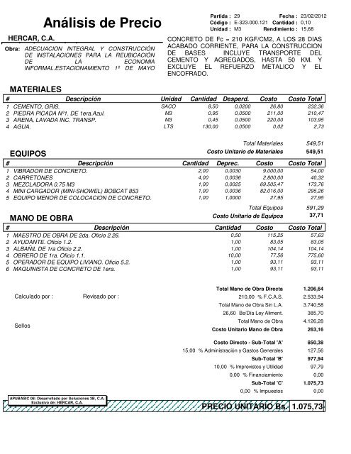 Análisis de Precio - Inspección de la Alcaldía de Girardot