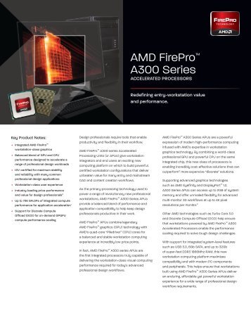 AMD FirePro™ A300 Series Accelerated Processor data sheet