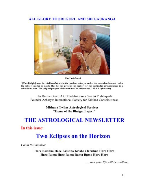 THE ASTROLOGICAL NEWSLETTER - ebooks - ISKCON desire tree