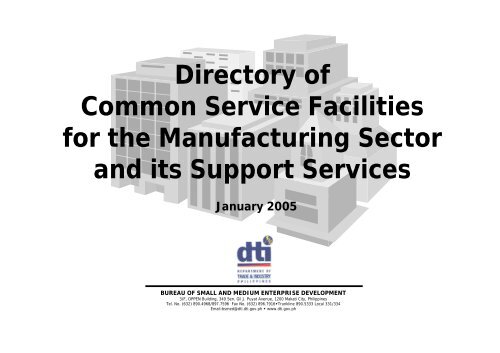 Directory of Common Service Facilities for the Manufacturing - DepEd