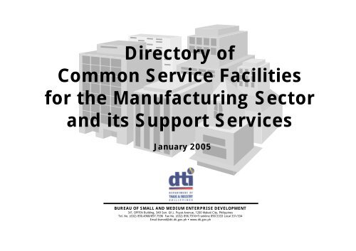 Directory of Common Service Facilities for the Manufacturing - DepEd