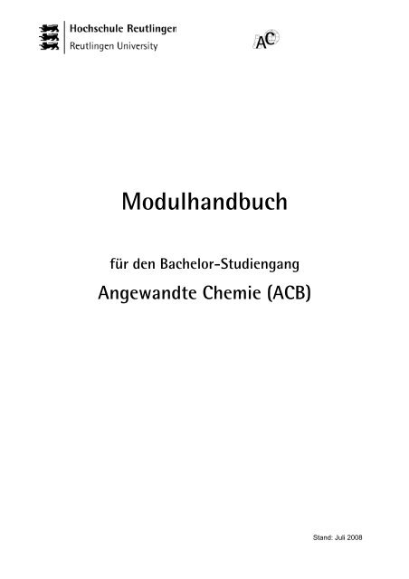 Modulhandbuch für den Bachelor-Studiengang Angewandte Chemie