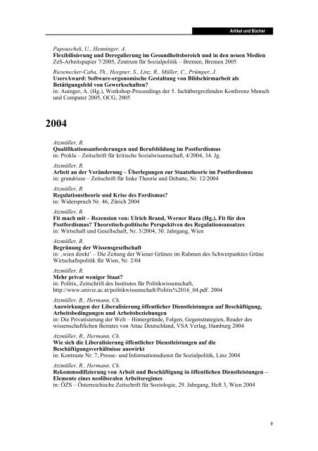 Publikationsliste Artikel und Bücher Stand: Herbst 2008 - FORBA