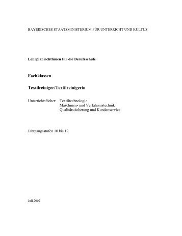 Fachklassen Textilreiniger/Textilreinigerin - ISB - Bayern