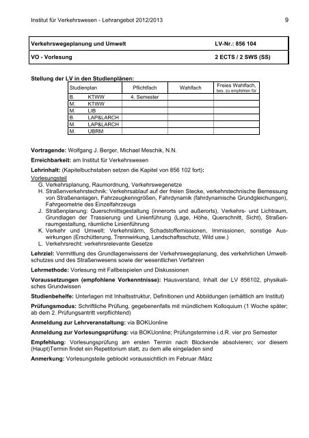 2012/2013 - Department für Raum, Landschaft und Infrastruktur - Boku