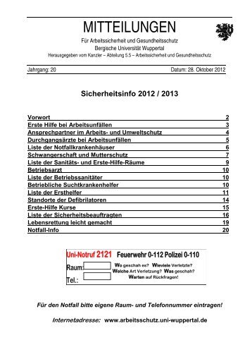 BUW Sicherheitsinfos - Dezernat 5 - Bergische Universität Wuppertal