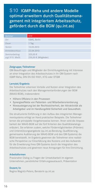 aktuellen Seminarprogramm - IQMG Institut für ...