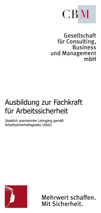 Ausbildung zur Fachkraft für Arbeitssicherheit - CBM GmbH Aachen ...