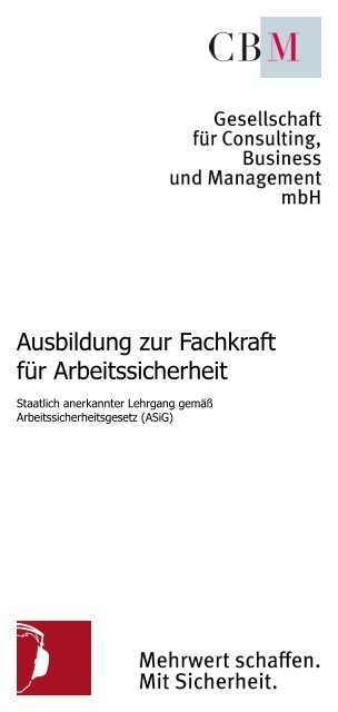 Ausbildung zur Fachkraft für Arbeitssicherheit - CBM GmbH Aachen ...