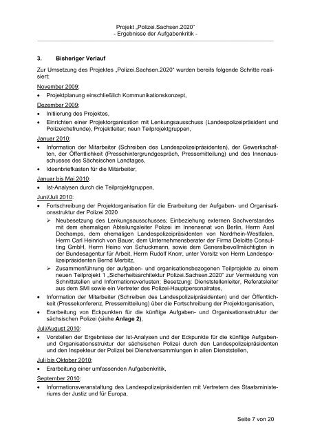 Projekt „Polizei.Sachsen.2020“ Ergebnisse der Aufgabenkritik