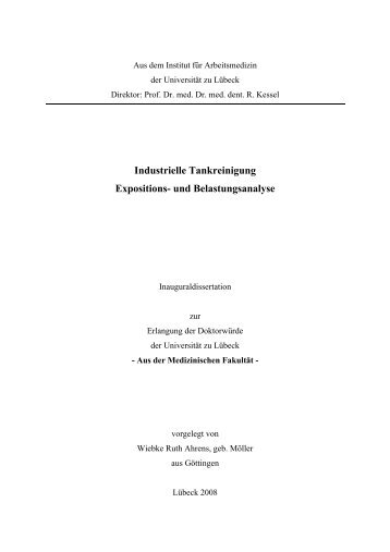 Industrielle Tankreinigung Expositions- und Belastungsanalyse