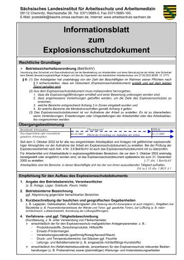 Informationsblatt zum Explosionsschutzdokument