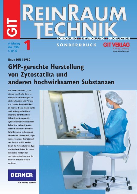 GMP-gerechte Herstellung von Zytostatika und anderen ...