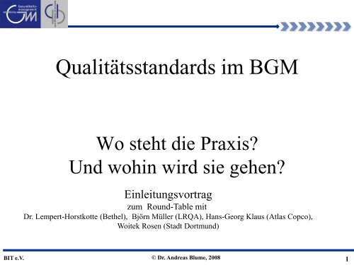 Qualitätsstandards im BGM