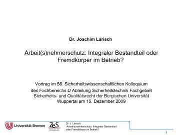 Dr. Joachim Larisch - und Qualitätsrecht