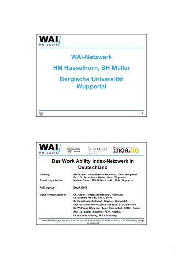 WAI-Netzwerk HM Hasselhorn, BH Müller Bergische Universität ...