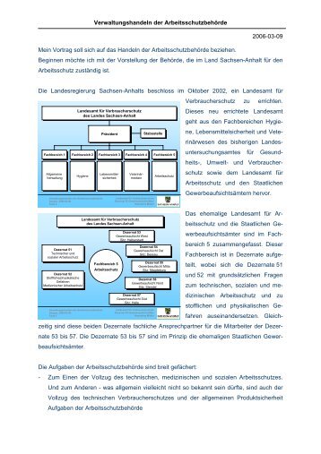 Verwaltungshandeln der Arbeitsschutzbehörde - VDGAB