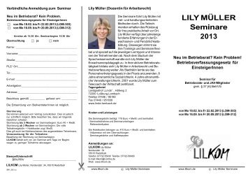 LILY MÜLLER Seminare 2013 - Lilkom