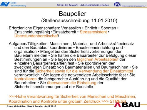 2. Gesundheitssymposiums der Arbeiterkammer ... - Arbeitsinspektion