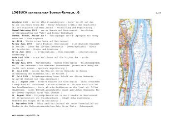 LOGBUCH DER SOMMER-REPUBLIK I - Reisende Sommer-Republik