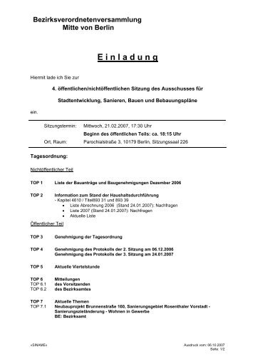 Bezirksverordnetenversammlung Mitte von ... - Frank Bertermann