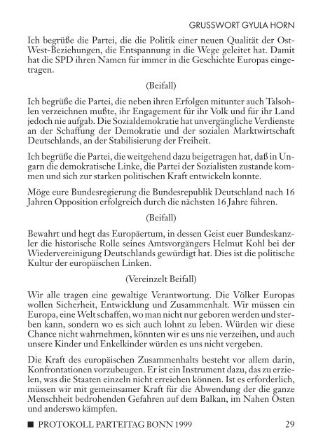 Protokoll Parteitag Bonn Verantwortung - SPD