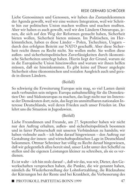 Protokoll Parteitag Bonn Verantwortung - SPD