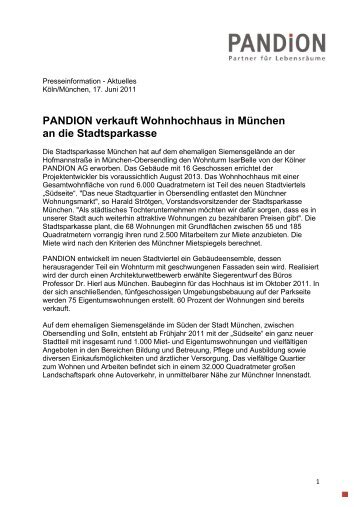 PANDION verkauft Wohnhochhaus in München an die Stadtsparkasse