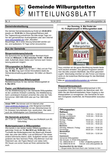 Mitteilungsblatt Gemeinde Wilburgstetten