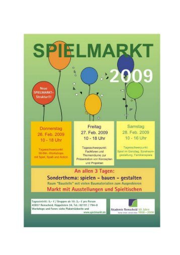 Workshops auf dem 30.Spielmarkt der Akademie Remscheid am Do ...