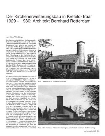 Der Kirchenerweiterungsbau in Krefeld-Traar 1929 – 1930; Architekt ...