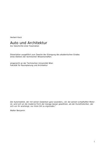Auto und Architektur - Wohnbau - TU Wien
