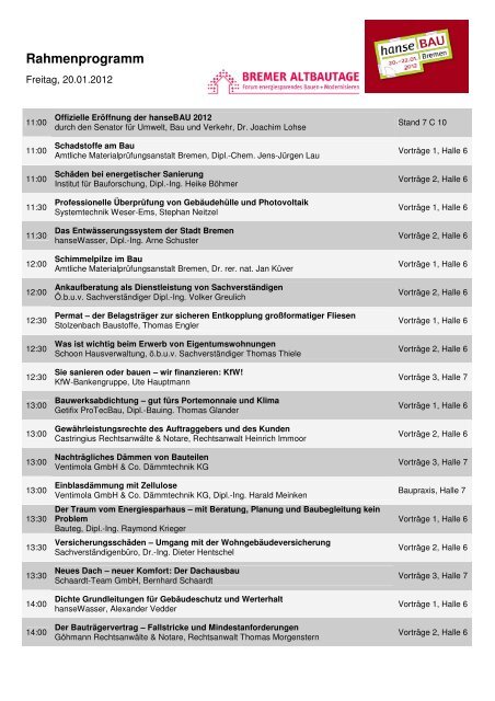 Rahmenprogramm - hanseBAU