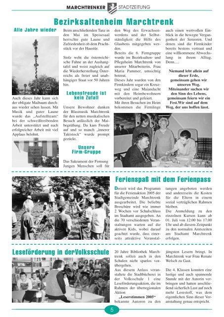 Stadtzeitung Juni 2005 - Marchtrenk