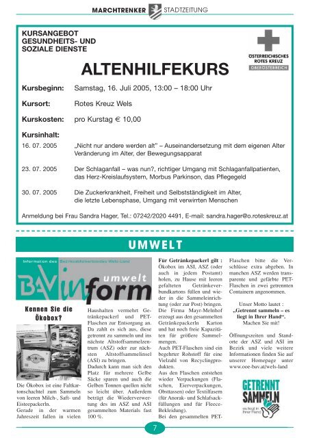 Stadtzeitung Juni 2005 - Marchtrenk