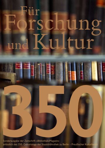 Sonderheft zu 350 Jahre Staatsbibliothek zu Berlin
