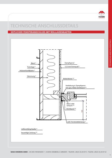 TEcHNIScHE ANScHLuSSDETAILS - MAGE Herzberg GmbH